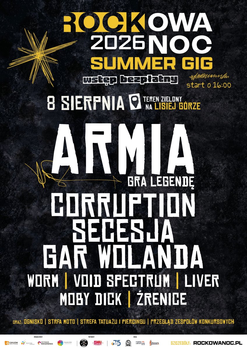 Rockowa Noc Summer GIG 2026 – najgłośniejsze wydarzenie w Rzeszowie już 8 sierpnia