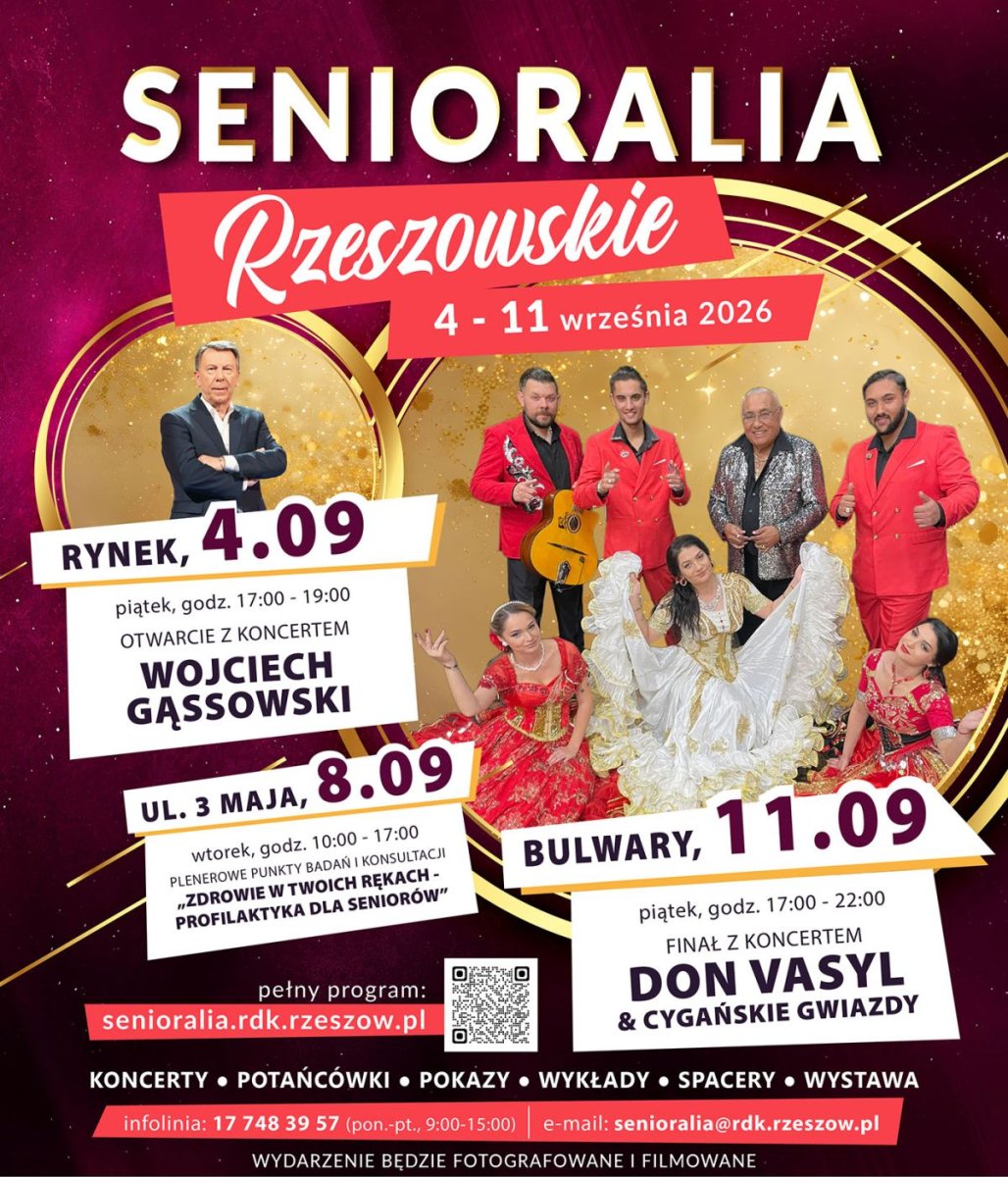 Senioralia Rzeszowskie 2026. Wojciech Gąsowski i Don Vasyl z zespołem - 2026 - Koncerty w Rzeszowie Senioralia Rzeszowskie 2026. Wojciech Gąsowski i Don Vasyl z zespołem