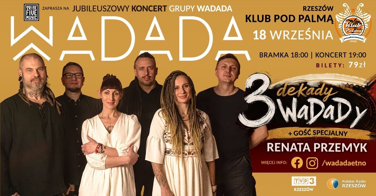 Plakat promujący koncert zespołu Wadada w rzeszowskim klubie Pod Palmą